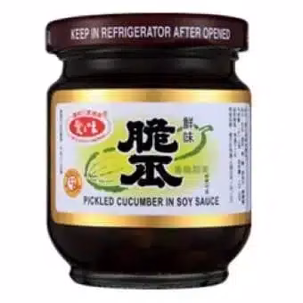 Pickled cucumber in soy sauce jar