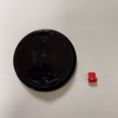 Plastic Lid-Black & Stopper Red Heart  - 1000pc (90mm) – Box of 1