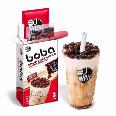 Brown Sugar Boba Classic Milk Tea Kit, 3 sets - Box of 16 - (BBD:06/06/2026)