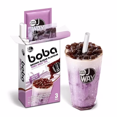Brown Sugar Boba Taro Milk Tea Kit, 3 sets - Box of 16 - (BBD:09/04/2026)