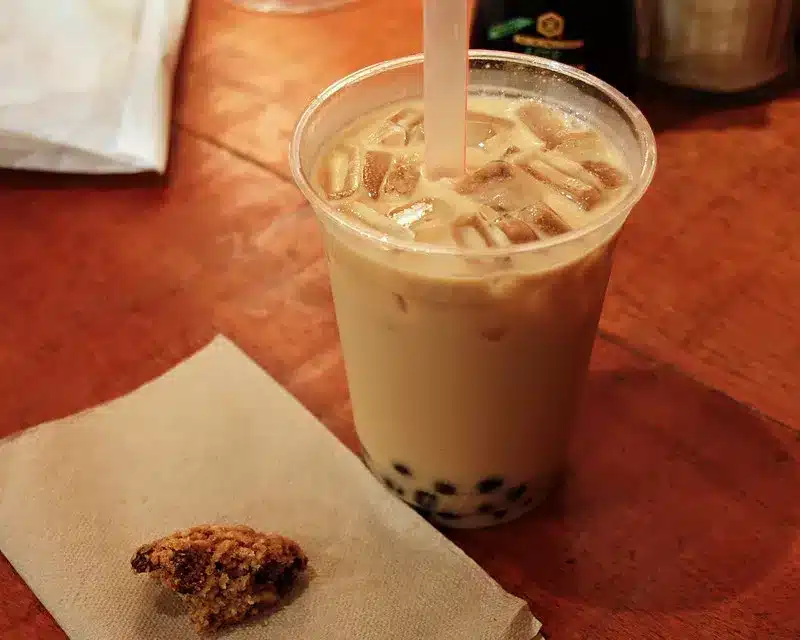 bubble tea and a biscuit