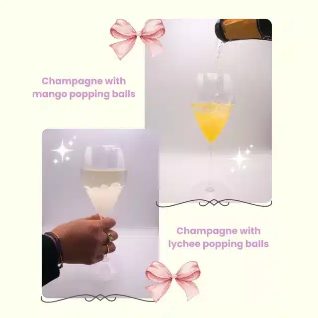 champagne with popping boba