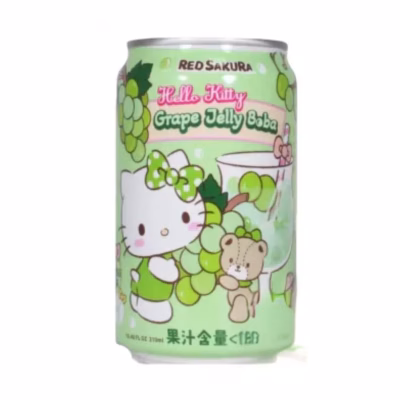 Red Sakura - Hello Kitty Grape Jelly Boba Drink 310ml  – Box of 12