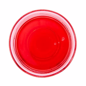 PB strawberry flavoured syrup in a clear bowl