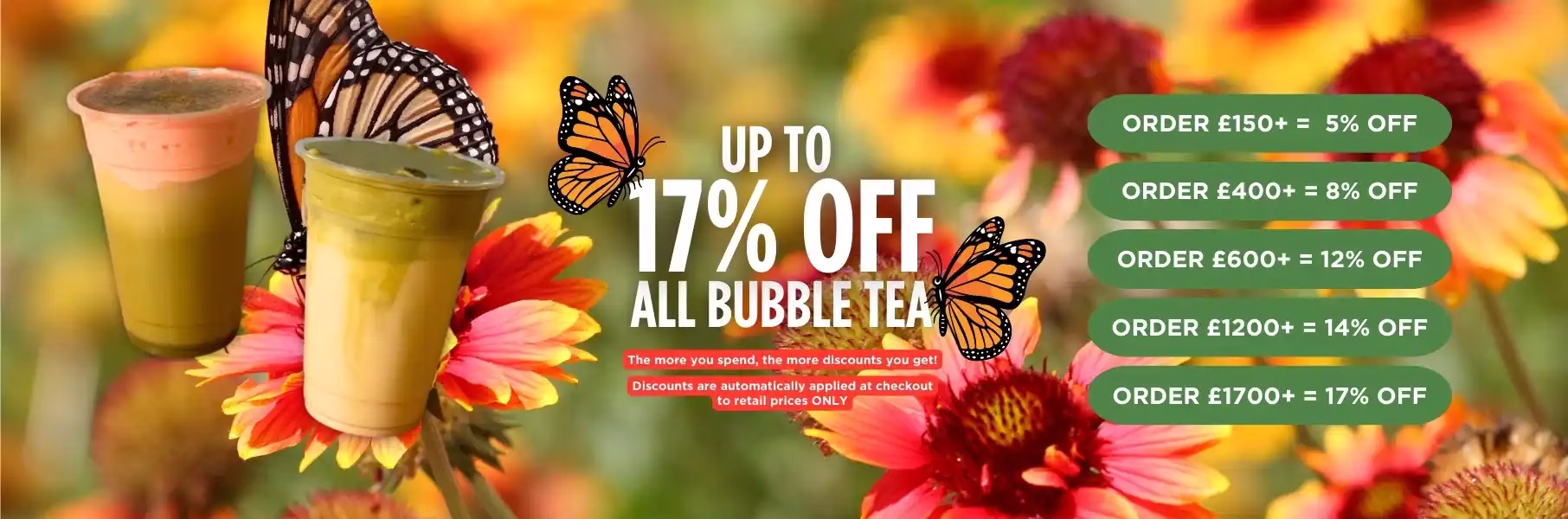 Enjoy up to 17% off all Taipec Bubble Tea during the spring season