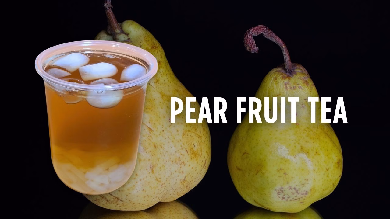 Pear fruit tea with lychee coconut jelly