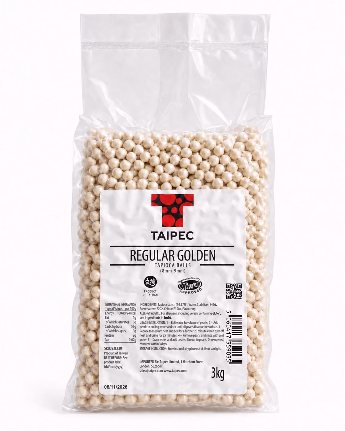 83LT30 Regular Golden Tapioca Balls (8mm-9mm)