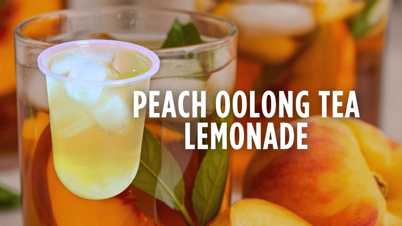 Peach oolong tea lemonade with original coconut jelly