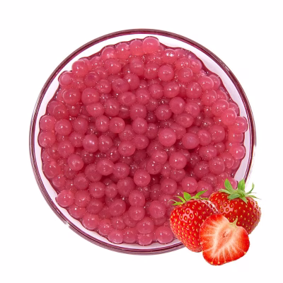 natural coloured and flavoured strawberry popping bobas