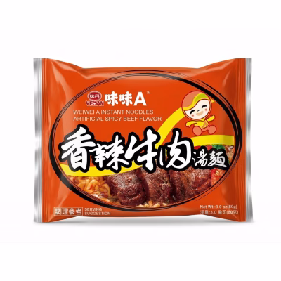 32VD03 Wei Wei A Instant Noodles - Artificial Spicy Beef Flavour 80g